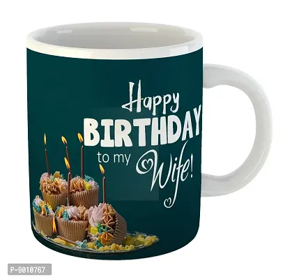 Printed  Happy Birthday To Wife  Ceramic Coffee Mug  Coffe Cup  Birhday Gifts  Best Gift  Happy Birthday For Wife For Husband For Girls For Boys  For Kids-thumb0