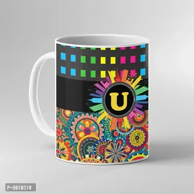 Printed Alphabet U Ceramic Coffee Mug  Coffe Cup  Birhday Gifts  Best Gift  Happy Birthday For Wife For Husband For Girls For Boys  For Kids-thumb0