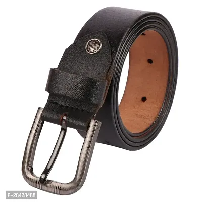 Stylish Black Genuine Leather Wide Belt For Men