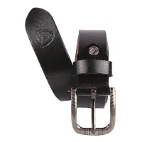 Stylish Black Genuine Leather Wide Belt For Men-thumb1