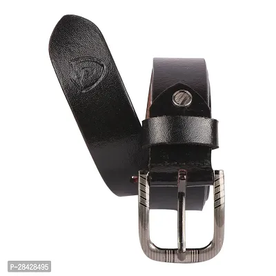 Stylish Black Genuine Leather Wide Belt For Men-thumb2