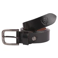 Stylish Black Genuine Leather Wide Belt For Men-thumb2