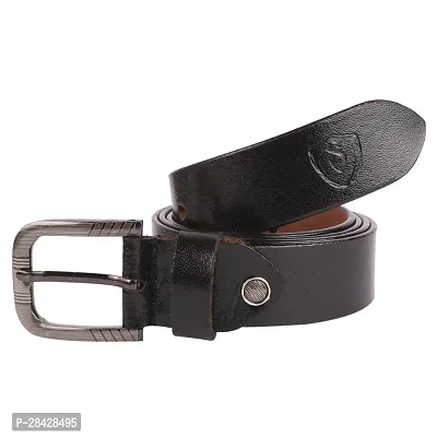 Stylish Black Genuine Leather Wide Belt For Men-thumb3