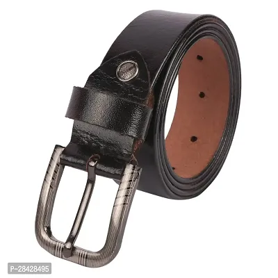 Stylish Black Genuine Leather Wide Belt For Men-thumb0