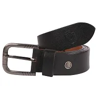 Stylish Black Genuine Leather Wide Belt For Men-thumb2