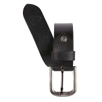 Stylish Black Genuine Leather Wide Belt For Men-thumb1