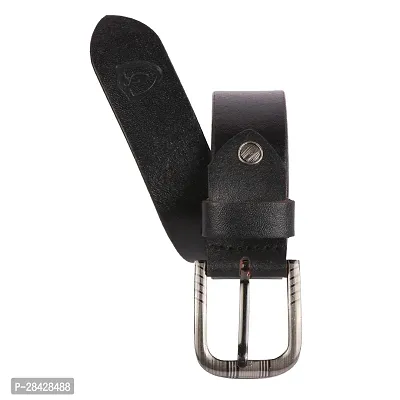 Stylish Black Genuine Leather Wide Belt For Men-thumb2