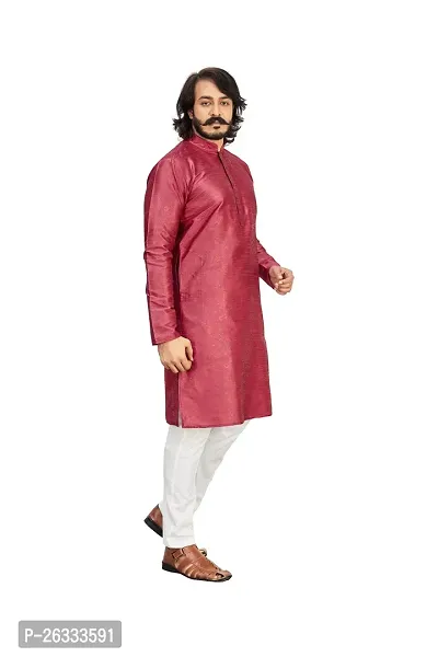Great Choice Men's Silk Ethnic Festival Wear Kurta (Maroon); Size: Large - keri_010-thumb4