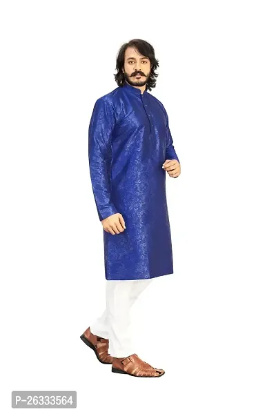 Great Choice Men's Silk Ethnic Festival Wear Kurta (Blue); Size: XX-Large - keri_010-thumb3