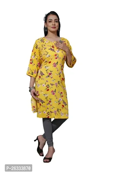 Great Choice Women's Floral Print Crepe, Silk Maternity Straight Feeding Kurti?-thumb3