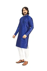 Great Choice Men's Silk Ethnic Festival Wear Kurta (Blue); Size: X-Small - keri_010-thumb3