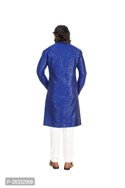 Great Choice Men's Silk Ethnic Festival Wear Kurta (Blue); Size: X-Small - keri_010-thumb5
