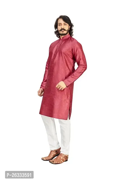 Great Choice Men's Silk Ethnic Festival Wear Kurta (Maroon); Size: Large - keri_010-thumb3