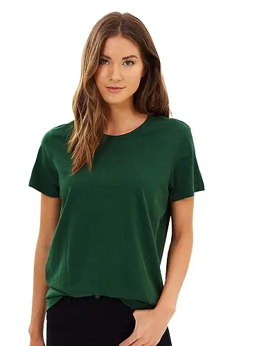 TUSI Fashion Women's & Girls Regular Fit Plain Round Neck Half Sleeves Casual T-Shirts (Medium, Green)