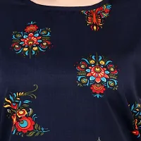 TUSI Fashion Women's Regular Fit Printed Crepe Round Neck 3/4 Sleeves Casual Tops TI-TOP 2.2 (Medium, Blue Big Flower)-thumb3