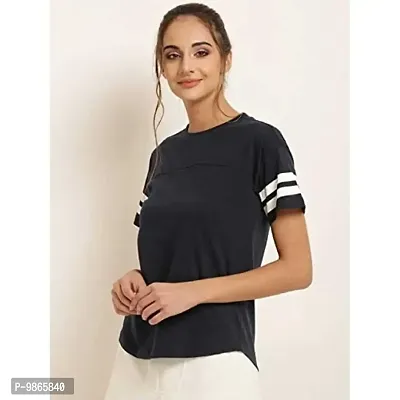 FASHIONARI Women's Cotton Trendy Stylish T-Shirt (Black, Large)-thumb2