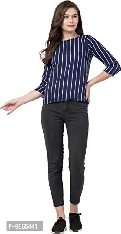 TUSI Fashion Women's Regular Fit Printed Casual Combo Tops (Large, Blue)-thumb5