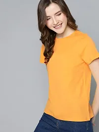 Gold Mines Round Neck Half Sleeve Plain-Solid Women's Mustard::Mustard Cotton T Shirt Combo of 2-thumb4