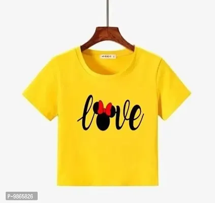 TUSI Round Neck Cotton Half Sleeve Printed Regular T-Shirt for Women/Girls (Medium, Yellow 2)-thumb2