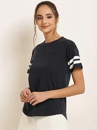 FASHIONARI Women's Cotton Trendy Stylish T-Shirt (Black, Small)-thumb1