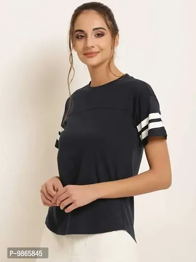 FASHIONARI Women's Cotton Trendy Stylish T-Shirt (Black, Small)-thumb2