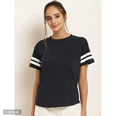 FASHIONARI Women's Cotton Trendy Stylish T-Shirt (Black, Large)-thumb0