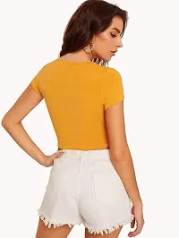 Women's Cotton Slim Fit Crop Top (Yellow_XL)-thumb1