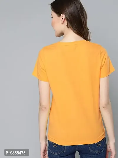 Gold Mines Round Neck Half Sleeve Plain-Solid Women's Mustard::Mustard Cotton T Shirt Combo of 2-thumb3