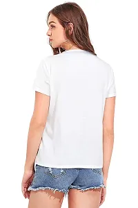 Tusi Round Neck Cotton Printed Women T Shirts (Medium, White)-thumb4