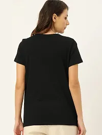 Gold Mines Round Neck Half Sleeve Plain-Solid Women's Black::Mustard::White Cotton T Shirt Combo of 3-thumb1