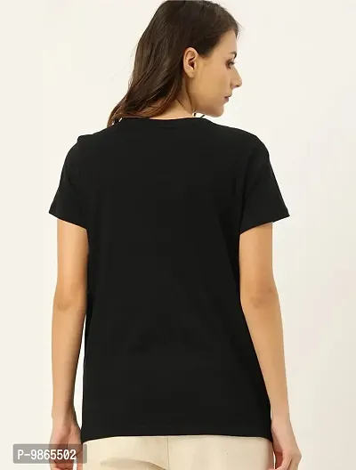 Gold Mines Round Neck Half Sleeve Plain-Solid Women's Black::Mustard::White Cotton T Shirt Combo of 3-thumb2