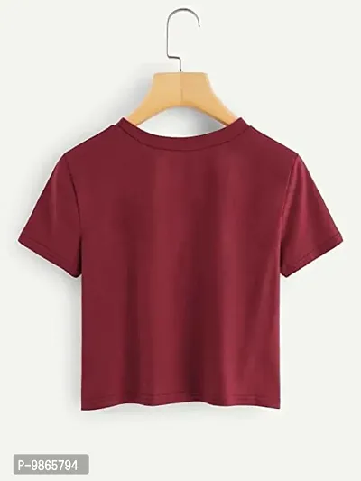 Women's Cotton Printed Crop Top (Maroon_M)-thumb3