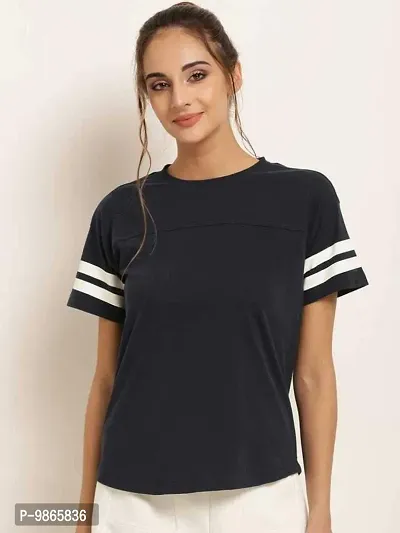 FASHIONARI Women's Cotton Trendy Stylish T-Shirt (Black, X-Large)