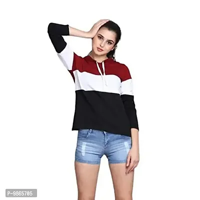 Piku Fashion Women's Cotton Full Sleeves Blend Hooded Neck T-Shirt (GE20WHD01_05 , Maroon, Small)