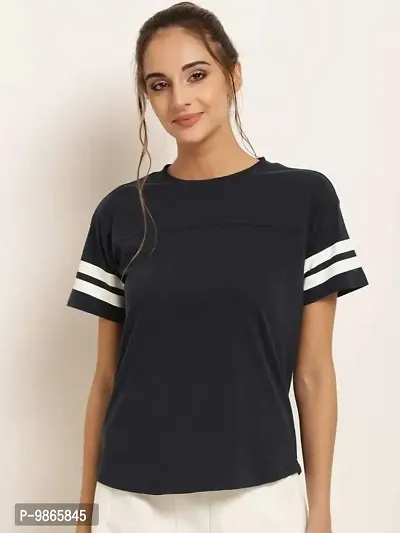 FASHIONARI Women's Cotton Trendy Stylish T-Shirt (Black, Small)