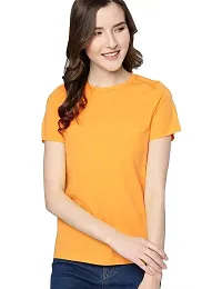 Gold Mines Round Neck Half Sleeve Plain-Solid Women's Mustard::Mustard Cotton T Shirt Combo of 2-thumb1