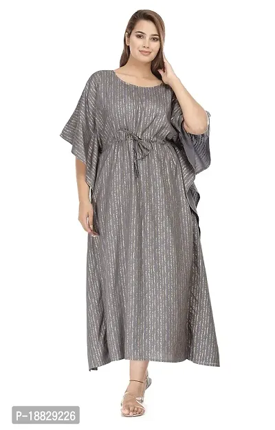 shreemeera Rayon Bottle Green Kaftan Kurti/Dress for Women (Grey)-thumb0