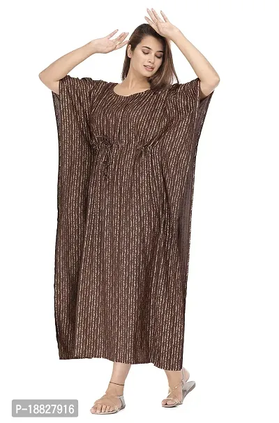 shreemeera Rayon Coffee Kaftan Kurti/Dress for Women (Brown)-thumb3