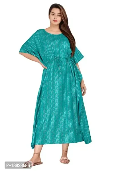 shreemeera Rayon Bottle Green Kaftan Kurti/Dress for Women (Green)-thumb0