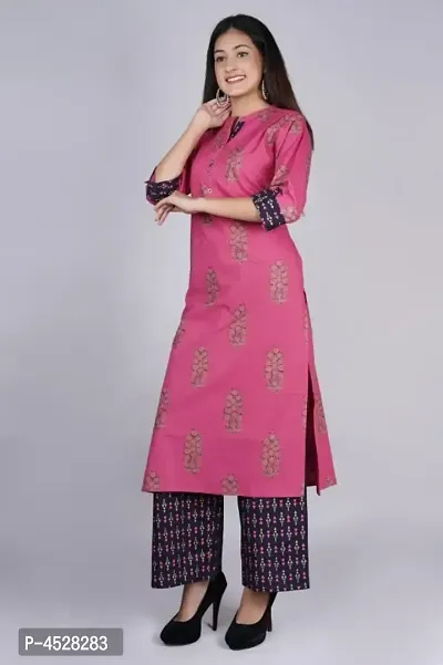 Stylish Rayon Printed Kurti And Rayon Palazzo Set-thumb0