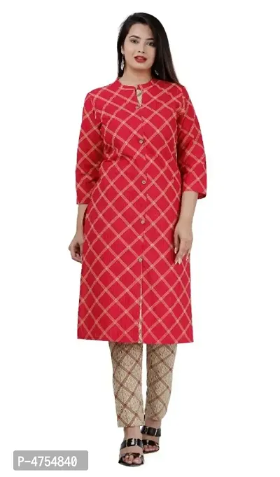 Beautiful Red Cotton Printed Kurtas For Women