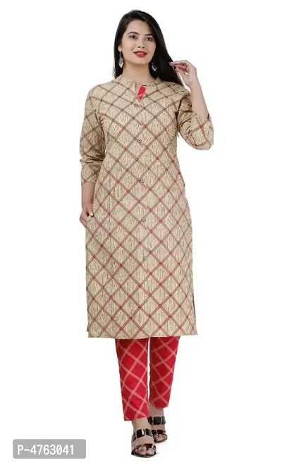 Golden Cotton Checked Kurtas For Women