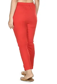 Red Cotton Blend Casual Trousers Trousers   Capris For Women-thumb1