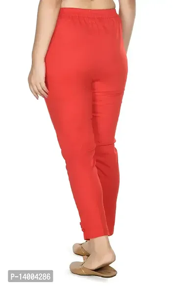 Red Cotton Blend Casual Trousers Trousers   Capris For Women-thumb2