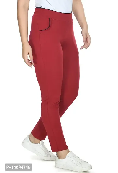 PREEGO Women's Solid Rib Cotton Stretchable Slim Fit Jeggings-thumb4