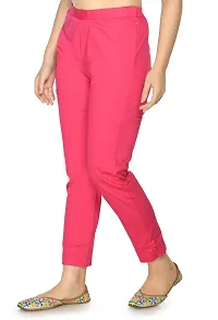 Pink Cotton Blend Casual Trousers Trousers   Capris For Women-thumb2