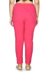 Pink Cotton Blend Casual Trousers Trousers   Capris For Women-thumb1