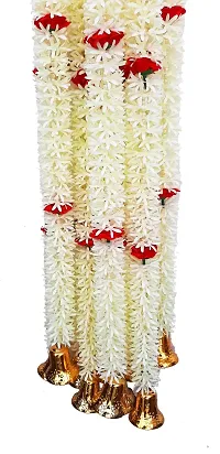 Urvi Creations Set of 2 White Red Rose Flower Jasmine Mogra Garlands for Diwali ,Navratra Festival Home ,Temple Wedding Decoration-thumb4