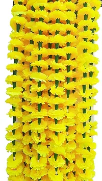 URVI Creation Set of 5 Yellow Artificial Marigold Flower/Genda Phool Garlands for Diwali Wedding,Navratri,Durga Pooja Festival Home Decoration-thumb1