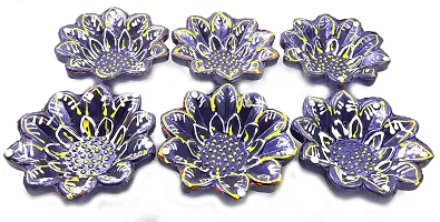 Urvi Creations Handmade Earthen Clay Terracotta Decorative Diya For Pooja / Rangoli (Set of 6) (10 x 8 x 12 cm, Multi-Color)-thumb2